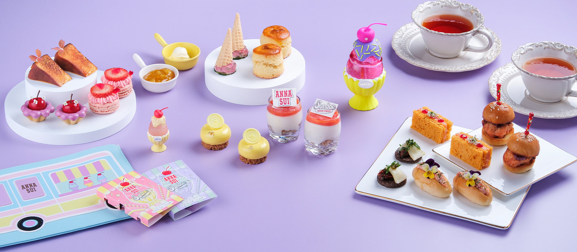 Sky Lounge x ANNA SUI<br>
“Sundae Neon Twist Afternoon Tea” <br>
Exclusive 25% savings for afternoon tea