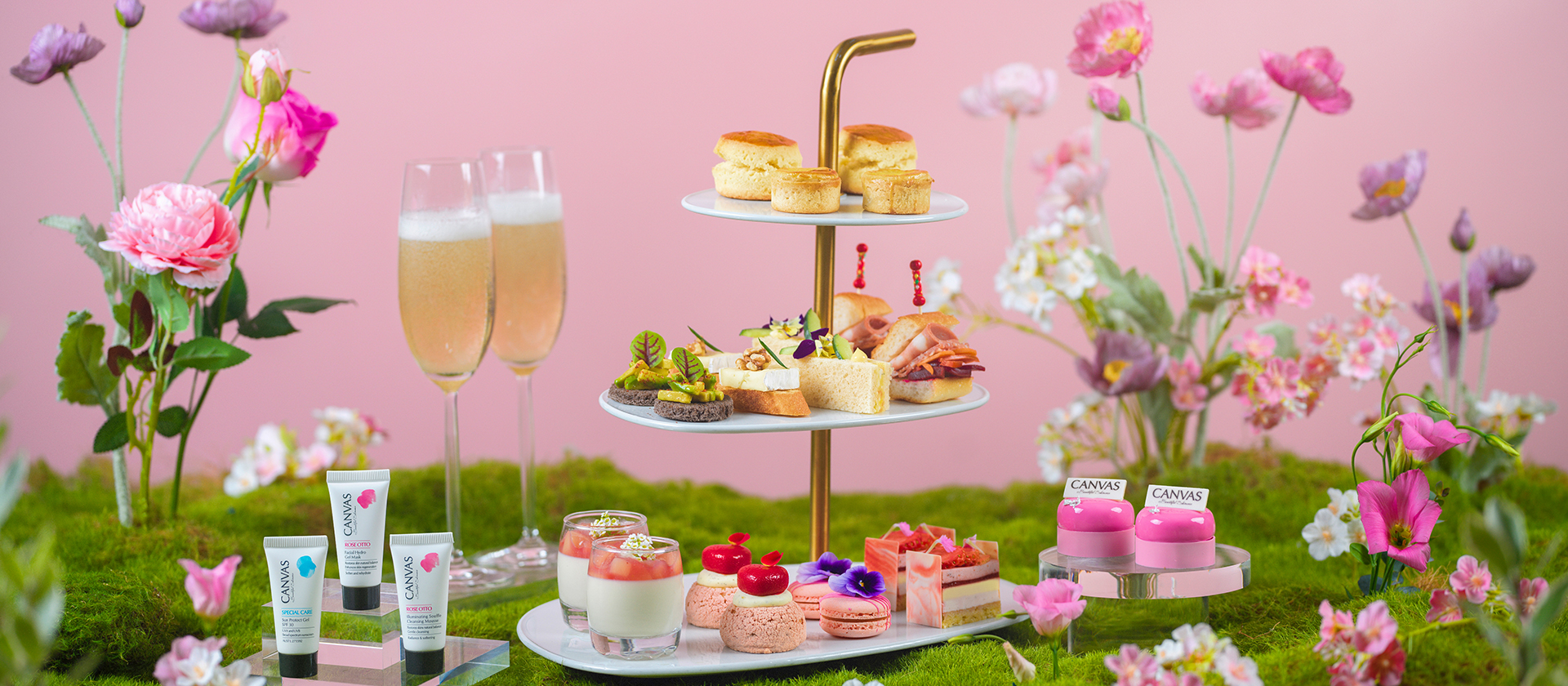 Sky Lounge x CANVAS<br>
Canvas Rosy Blossom Afternoon Tea<br>
Exclusive 25% savings for afternoon tea